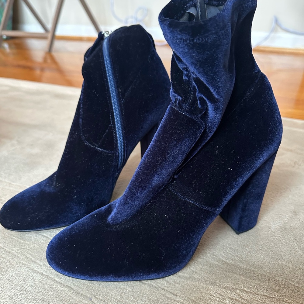 Blue Velvet Ankle Booties